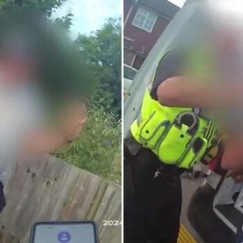 Moment wife dobs in 'drunk' husband for drink-driving as he's being questioned by police