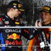 Max Verstappen congratulates Singapore Grand Prix winner Lando Norris on the podium