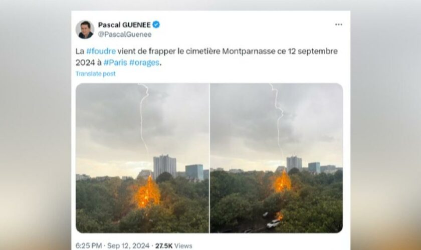 Paris : les images impressionnantes de la foudre frappant le cimetière du Montparnasse