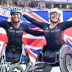 Hannah Cockroft and Kare Adenegan pose with union jack flags