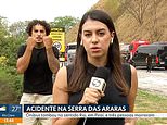 Shocking moment Brazilian funk singer with 13 million followers DANCES behind journalist reporting from the scene of fatal car crash, sparking fury