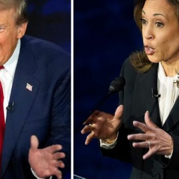 Kamala Harris und Donald Trump lieferten sich beim TV-Duell einen harten Schlagabtausch. Foto: Alex Brandon/AP/dpa