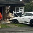 Terrifying moment £80,000 Jaguar I-PACE surges out of control before mounting pavement and ploughing into bungalow