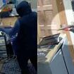 Terrifying moment thugs blast their way into computer shop with shotguns - as gang member who then fled the country is now jailed