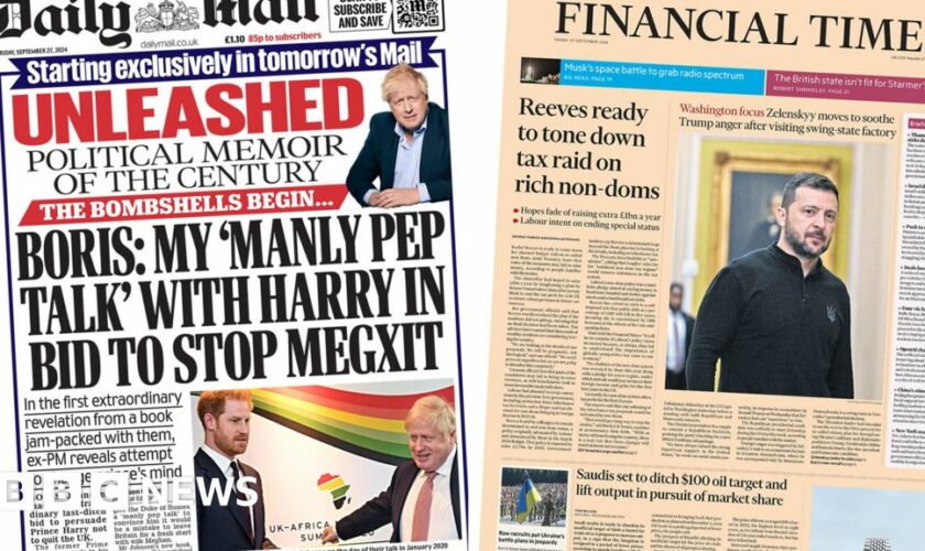 The Papers: Johnson's 'pep talk' with Harry and Treasury rethinks non-dom plan