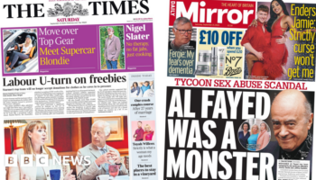 The Papers: 'Labour U-turn on freebies' and 'Fayed was a monster'