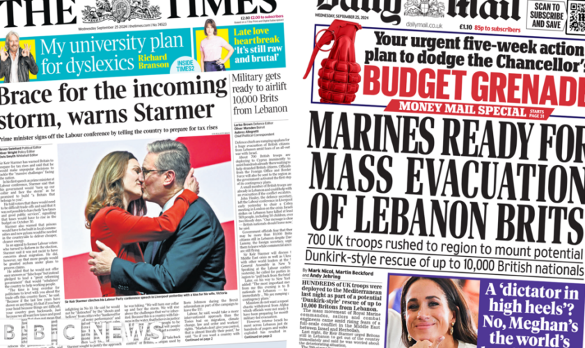 The Papers: PM braces for 'storm' and Britons told leave Lebanon