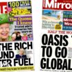 The Papers: 'Tax the rich to fund winter fuel', and Oasis go global