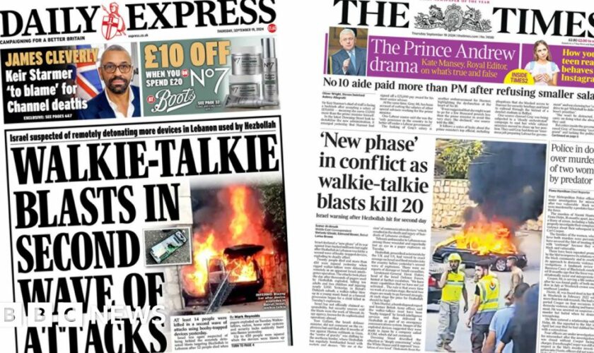 The Papers: 'Walkie-talkie blasts' and conflict's 'new phase'