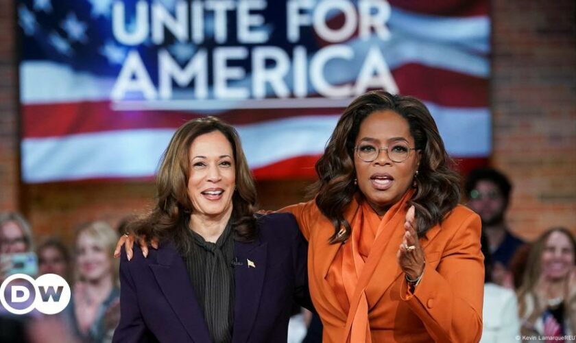 US: Kamala Harris and Oprah Winfrey host star-studded rally