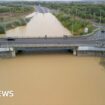 Watch: Aerial footage shows flooding on major road