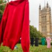 School uniform items hang out to dry on a clothes line in Westminster, London, as laundry brand smol and charity The Hygiene Bank launch their 'lean Up Child Hygiene Poverty campaign. Pic: PA