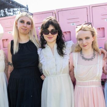 Aurora Nishevci, left, Georgia Davies, Abigail Morris, Emily Roberts, and Lizzie Mayland of The Last Dinner Party pose during the the first weekend of the Coachella Valley Music and Arts Festival at the Empire Polo Club on Saturday, April 13, 2024, in Indio, Calif. (Photo by Amy Harris/Invision/AP)