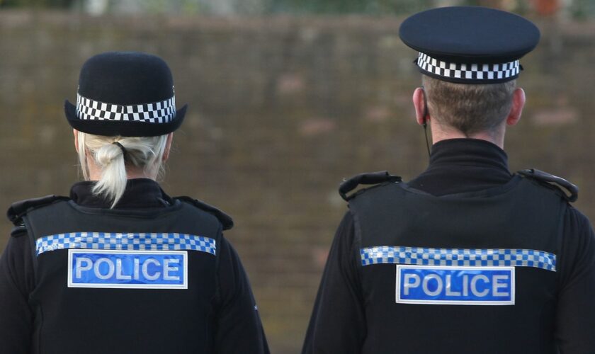 File photo dated 02/11/11 of two police officers at Glenrothes Police Station, Fife, Scotland. Recorded crime in Scotland has risen in the past year, with figures showing domestic abuse up by 22% and shoplifting by 34%. Issue date: Tuesday August 27, 2024.