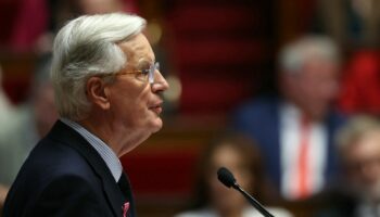 Michel Barnier, lors de son discours de politique générale, à l'Assemblée nationale, mardi 1er octobre 2024.