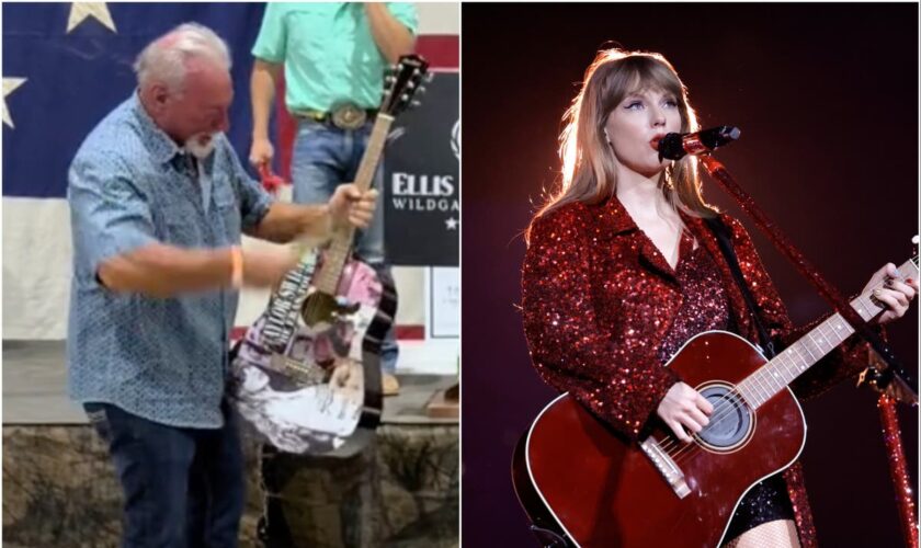 Texas man who smashed ‘Taylor Swift guitar’ with hammer after paying $4,000 at auction speaks out