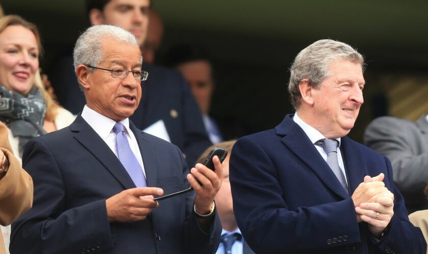 Lord Ouseley (left) , chairperson of the Kick it Out campaign, with England manager Roy Hodgson