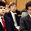 Lyle, left, and Erik Menendez sit in Beverly Hills Municipal Court where their attorneys delayed making pleas on behalf of the brothers who are suspected in the murders of their millionaire parents, Jose and Mary Louise ?Kitty? Menendez, in Beverly Hills, Calif., last Aug., March 12, 1990. The arraignment for the brothers has been scheduled for March 26. (AP Photo/Nick Ut)