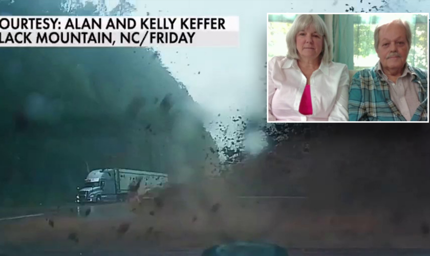 Couple narrowly escapes Hurricane Helene's fury in NC mountains as mudslide just misses car