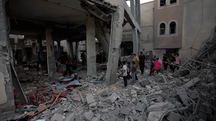 Mosque lies in ruins as Israel continues Gaza bombardment amid Lebanon strikes