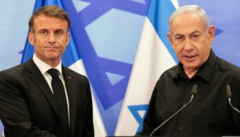 Le président français, Emmanuel Macron a rencontré Benyamin Netanyahou, le Premier ministre d'Israël, le 24 octobre 2023.