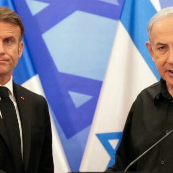 Le président français, Emmanuel Macron a rencontré Benyamin Netanyahou, le Premier ministre d'Israël, le 24 octobre 2023.