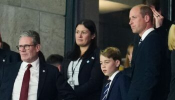 Left to right) David Gill, Prime Minister Sir Keir Starmer, Lisa Nandy, Secretary of State for Culture, Media and Sport, Prince George and the Prince of Wales appear dejected in the stands after the final whistle following the UEFA Euro 2024 final match at the Olympiastadion, Berlin. Picture date: Sunday July 14, 2024.