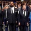 (left to right) Tory leadership candidates Tom Tugendhat, James Cleverly, Robert Jenrick and Kemi Badenoch singing the national anthem during the Conservative Party Conference at the International Convention Centre in Birmingham. Picture date: Wednesday October 2, 2024. PA Photo. See PA story POLITICS Tories. Photo credit should read: Stefan Rousseau/PA Wire