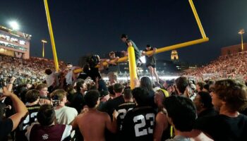 Night vision view from helicopter gives wild perspective of viral Vanderbilt celebration with goalpost