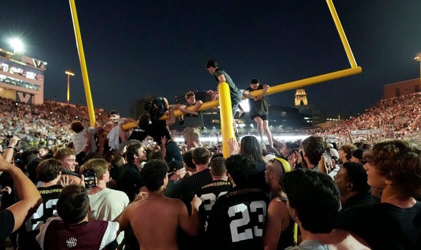 Night vision view from helicopter gives wild perspective of viral Vanderbilt celebration with goalpost