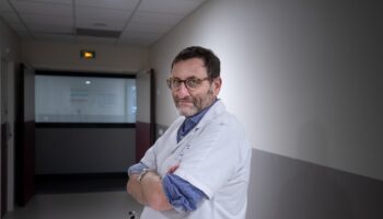 Chief of the emergency department of the Delafontaine hospital, Mathias Wargon, poses in Saint-Denis, suburb of Paris, on July 16, 2020. (Photo by JOEL SAGET / AFP)