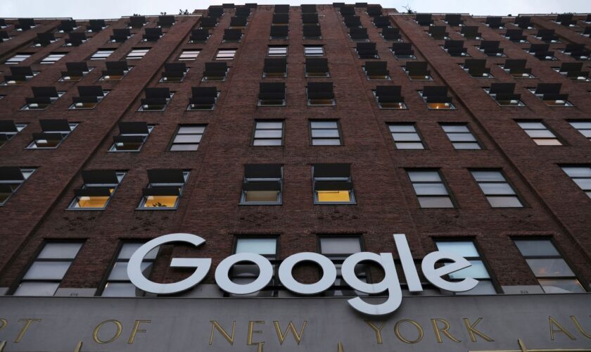 FILE PHOTO: The logo for Google LLC is seen at their office in Manhattan, New York City, New York, U.S., November 17, 2021. REUTERS/Andrew Kelly/File Photo