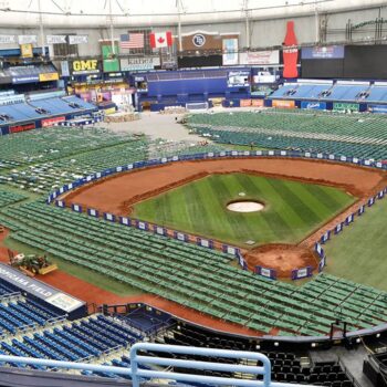 Hurricane Milton's impending arrival causes Tropicana Field to transforms into base camp for Florida workers