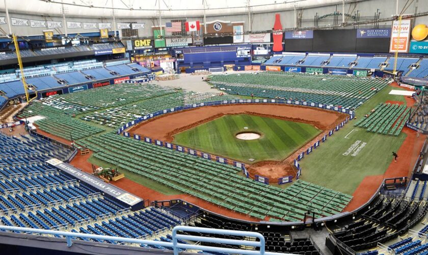 Hurricane Milton's impending arrival causes Tropicana Field to transforms into base camp for Florida workers