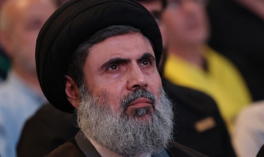 Le chef du conseil exécutif du Hezbollah, Hachem Safieddine, lors d'une cérémonie dans la banlieue sud de Beyrouth, le 24 mai 2024.