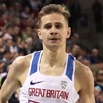 Great Britain's Robbie Fitzgibbon (left) during the Men's 1500m Final during day three of the European Indoor Athletics Championships at the Emirates Arena, Glasgow.