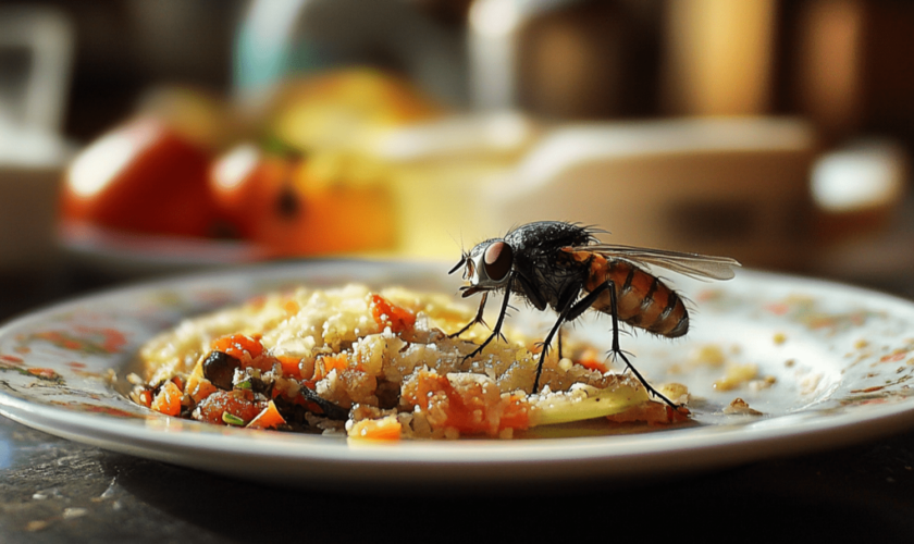 Attention : si une mouche se pose sur votre assiette, elle peut y vomir et faire des dégâts