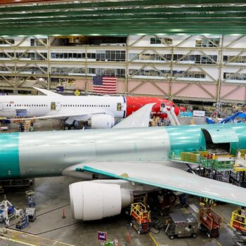 Un Boeing 777 en cours d'assemblage à l'usine d'Everett (nord-ouest), le 26 juin 2024