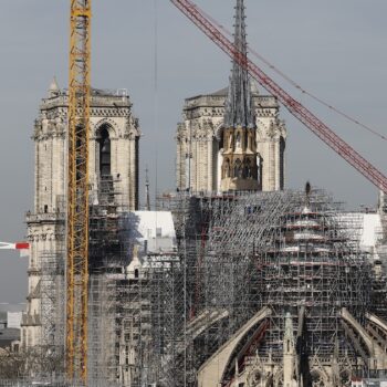 Les travaux de reconstruction de Notre-Dame de Paris le 14 mars 2024