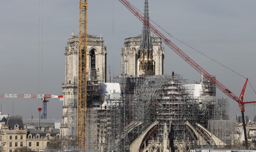 Les travaux de reconstruction de Notre-Dame de Paris le 14 mars 2024