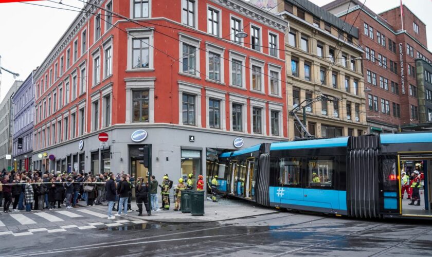 Tram crashes through shop window in central Oslo