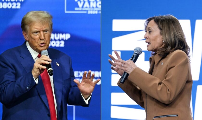 Combo photo de Donald Trump et Kamala Harris, créé le 26 octobre 2024