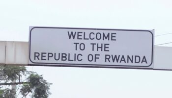 A sign saying welcome to the republic of Rwanda. Pic: AP