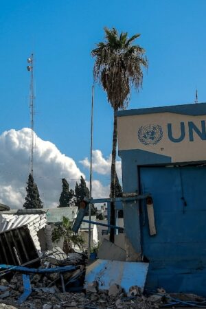 Le siège endommagé de l'Unrwa à Gaza, le 15 février 2024