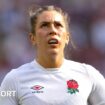 Holly Aitchison running with the ball while playing for England