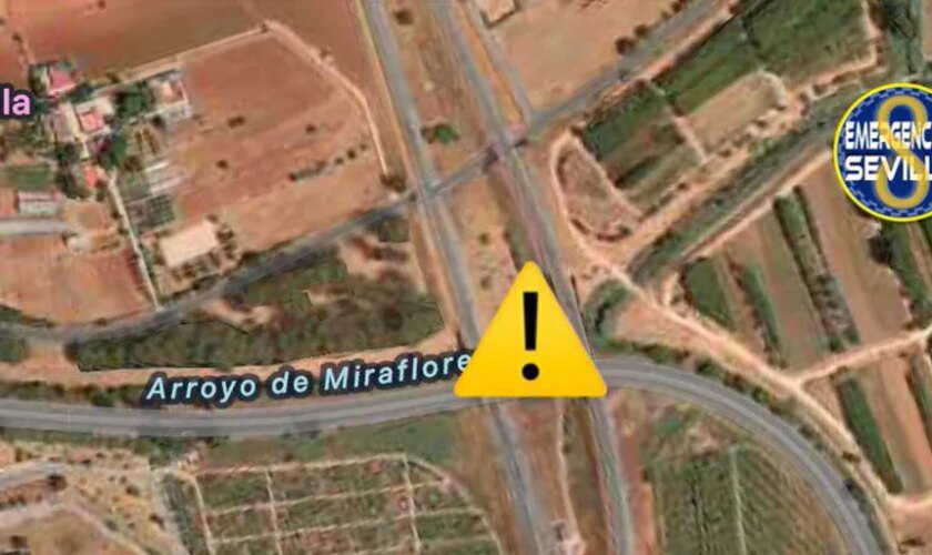 Corte del tráfico a la altura de Miraflores por el desbordamiento del arroyo Tamarguillo