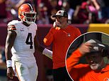 Deshaun Watson appears to defiantly walk off in the middle of Cleveland Browns game, leaving head coach Kevin Stefanski fuming