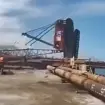 Dramatic moment worker avoids being crushed by escaping toppling crane in nick of time