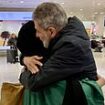 Moment husband is reunited with his wife after fleeing war-torn Beirut in emotional homecoming at Heathrow Airport - as first flights getting Brits out of Lebanon depart