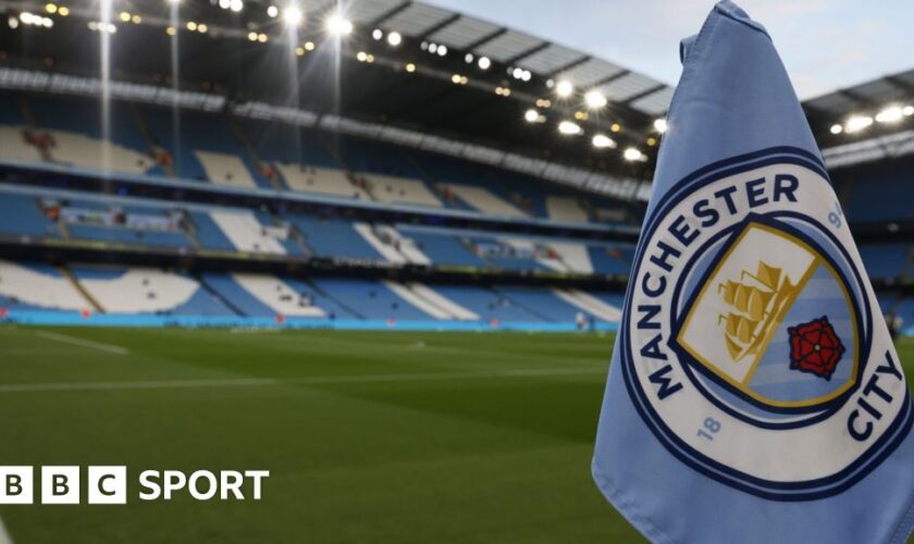 A Manchester City corner flag at the Etihad Stadium